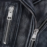 Vintage Distressed Black D Pockets Biker Leather Jacket